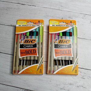 Bic Cristal Ball Point Pens Xtra Bold Boxed Set of 8 Lot